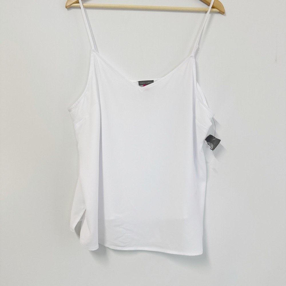 Vince Camuto Women's V-Neck Cami Top Ultra White Size XL